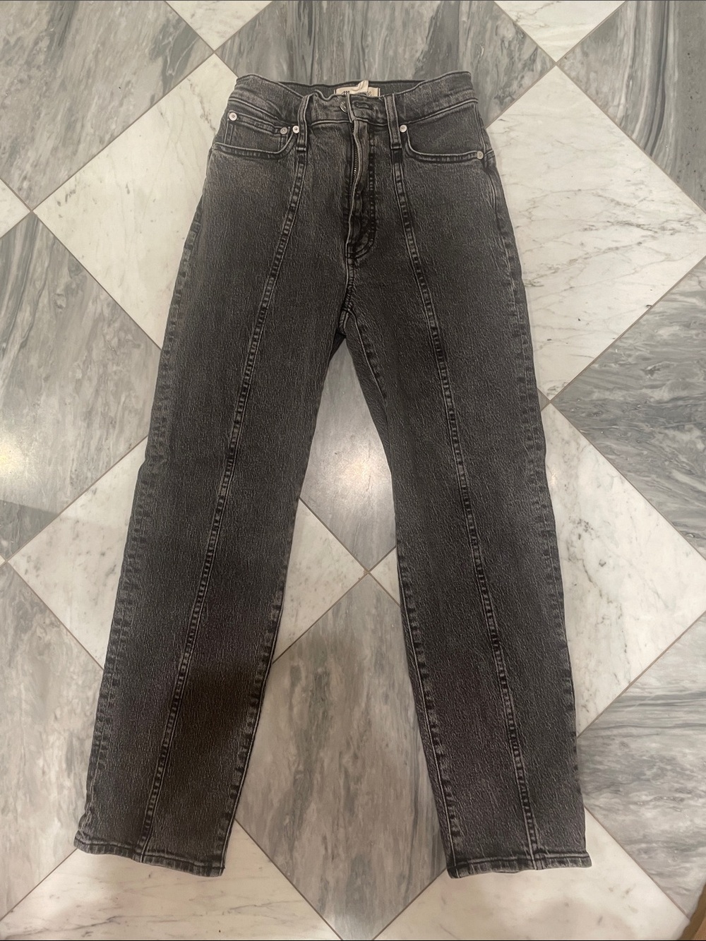 Maxwell perfect vintageHigh-Rise Black Washed Straight-Leg Jeans